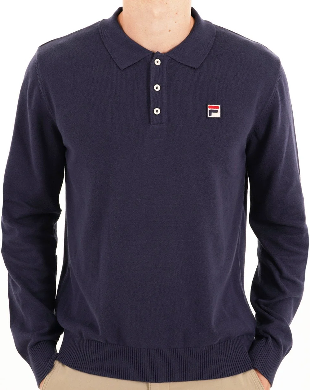 Fila Vintage Knitted L/S Polo Navy - Image 3
