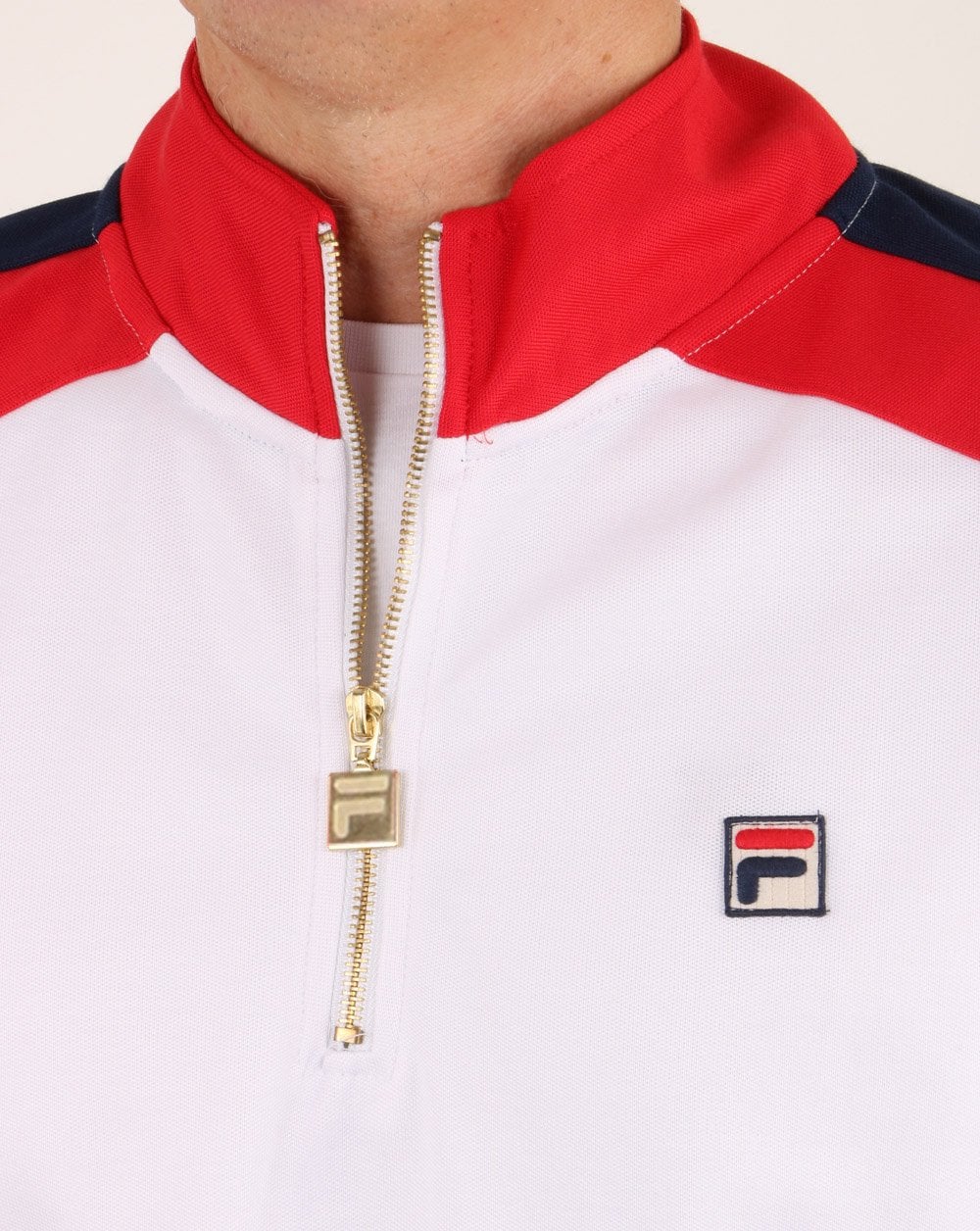 Fila Vintage Alastair Qtr Zip Track Top White/red/navy - Image 2