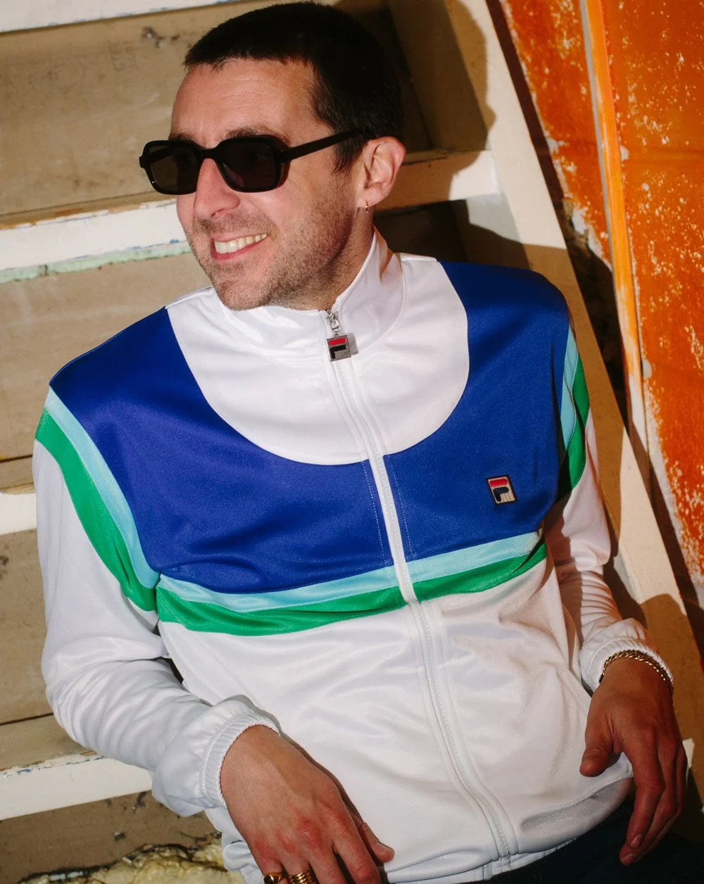 Fila Vintage Albatross Track Top White/Blue/Green - Image 2