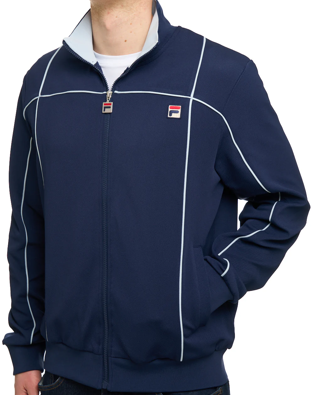 Fila Vintage Terrinda Funnel Track Top Navy - Image 3