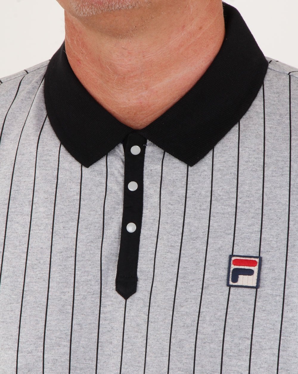 Fila Vintage Bb1 Polo Shirt Light Grey Marl - Image 2
