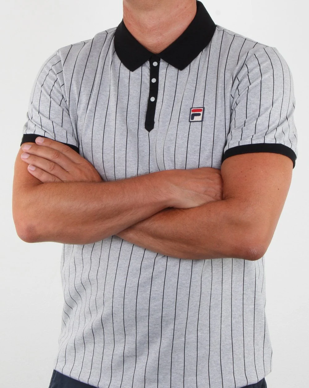 Fila Vintage Bb1 Polo Shirt Light Grey Marl - Image 3