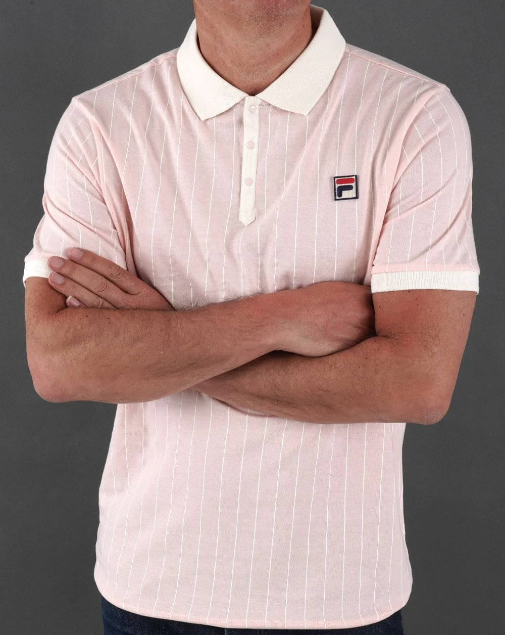Fila Vintage Bb1 Polo Shirt Pink/Off White - Image 3