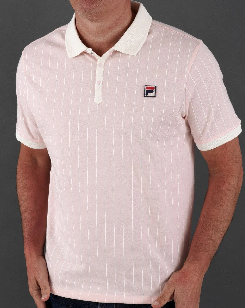 Fila Vintage Bb1 Polo Shirt Pink/Off White - Image 4