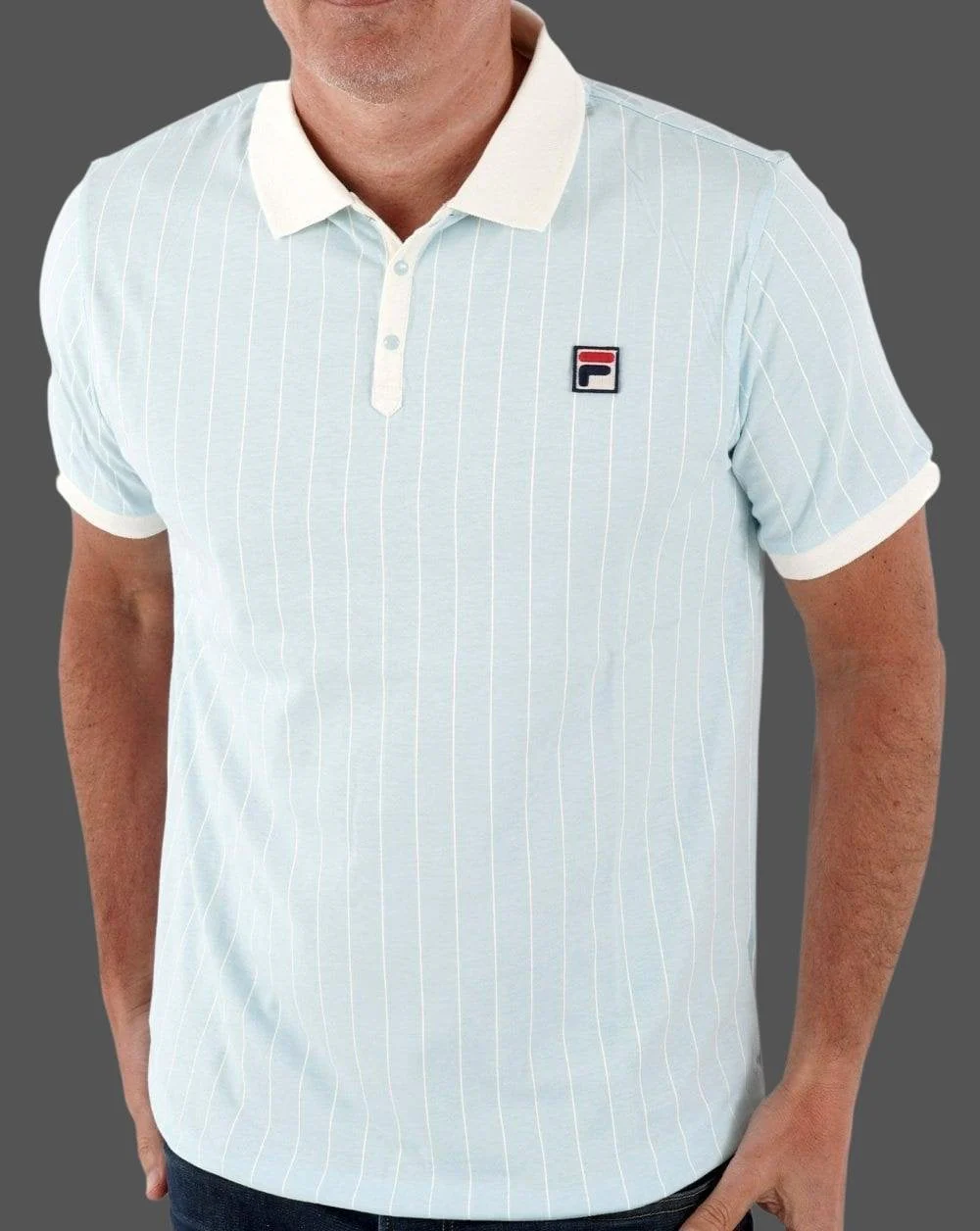 Fila Vintage Bb1 Polo Shirt Sky Blue/Off White - Image 3