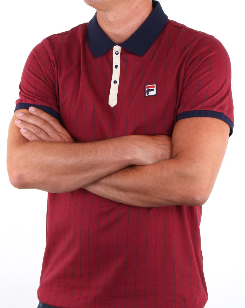 Fila Vintage Bb1 Polo Shirt Tibetan Red/Navy - Image 3