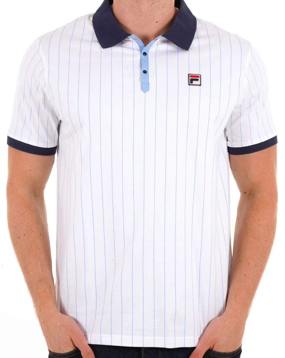 Fila Vintage BB1 Polo Shirt White / Navy / Blue - Image 3