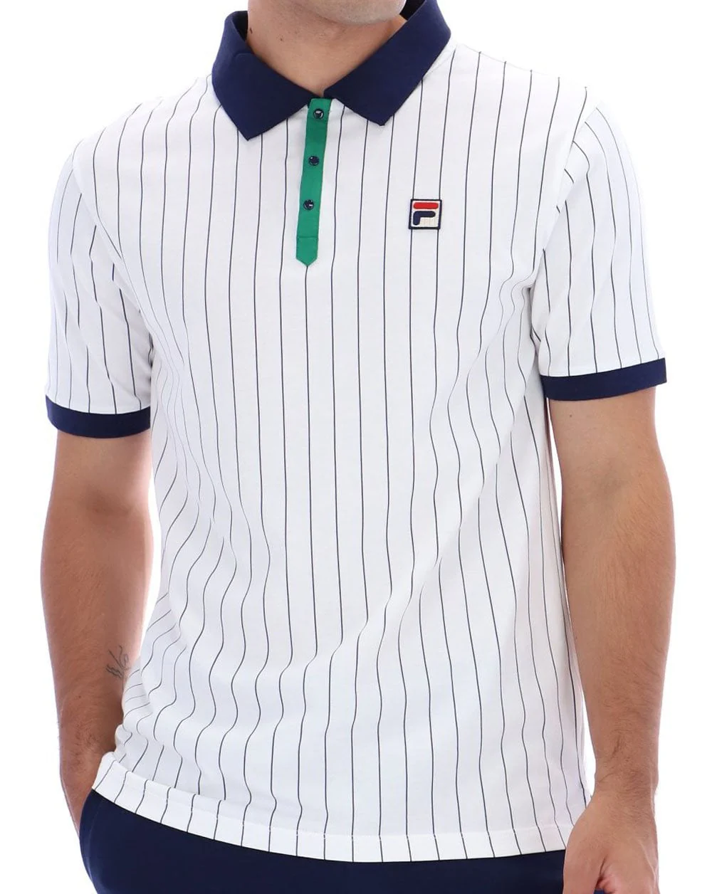 Fila Vintage BB1 Polo Shirt White/Navy/Green