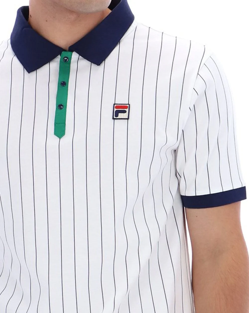 Fila Vintage BB1 Polo Shirt White/Navy/Green - Image 2