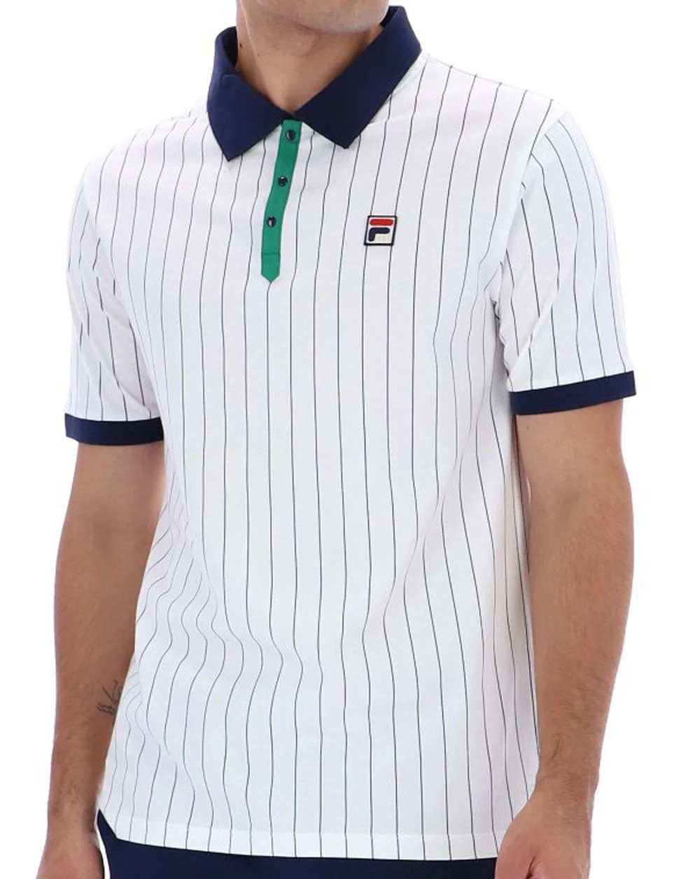 Fila Vintage BB1 Polo Shirt White/Navy/Green - Image 3