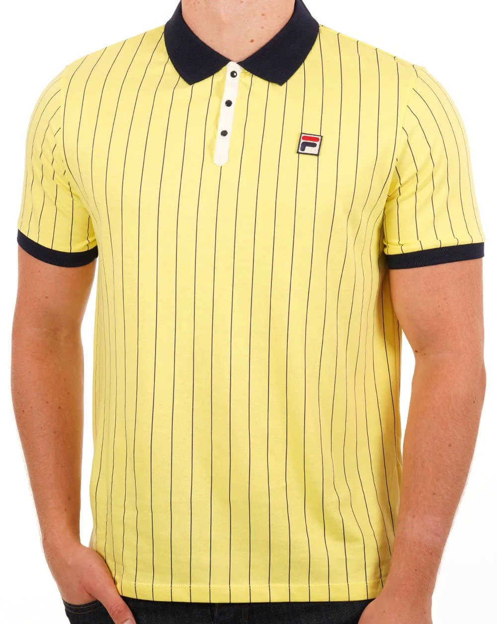 Fila Vintage BB1 Polo Shirt Yellow/Navy - Image 3