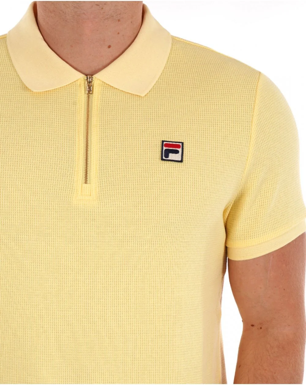 Fila Vintage Benjamin Waffle Zip Polo Light Yellow - Image 2