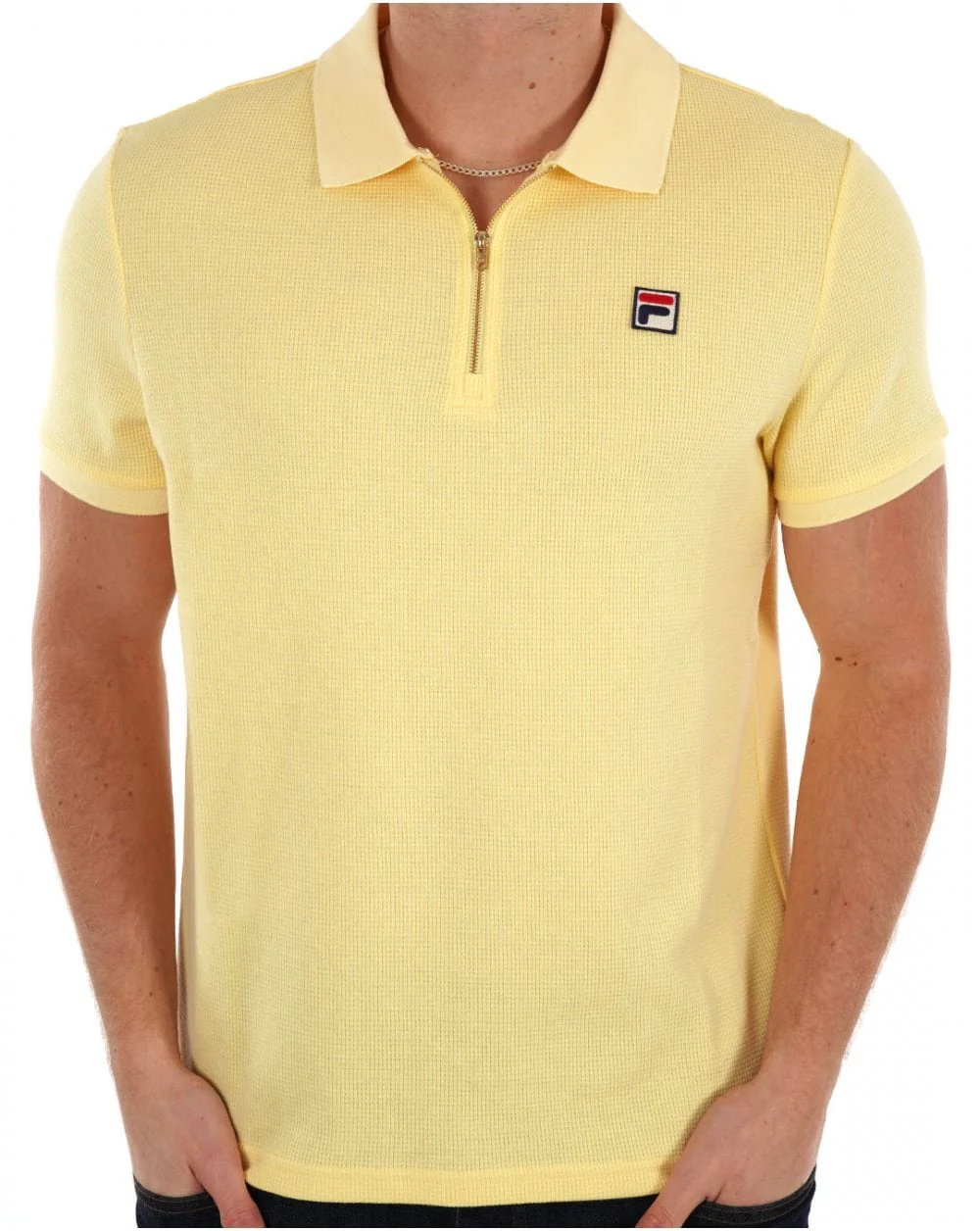Fila Vintage Benjamin Waffle Zip Polo Light Yellow - Image 3