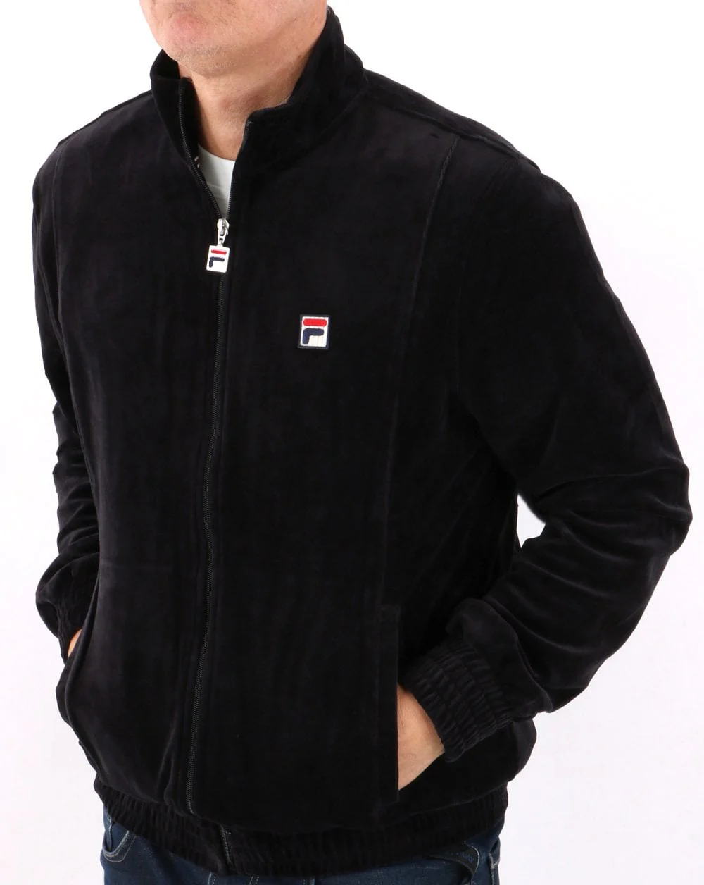 Fila Vintage Black Velour Track Top - Image 2