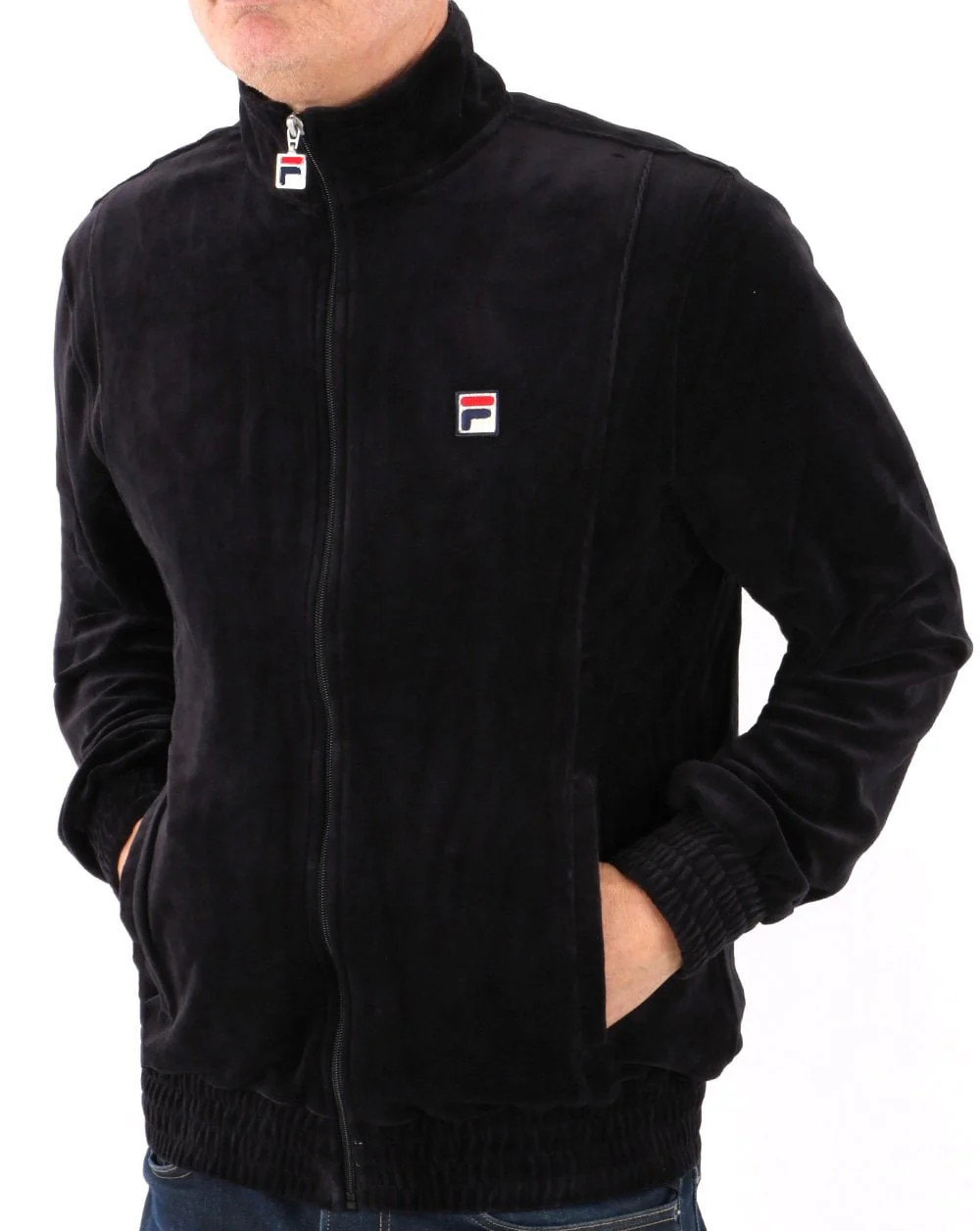 Fila Vintage Black Velour Track Top - Image 4