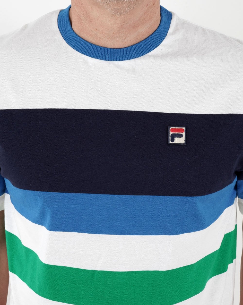 Fila Vintage Block Multi Stripe T Shirt White - Image 2