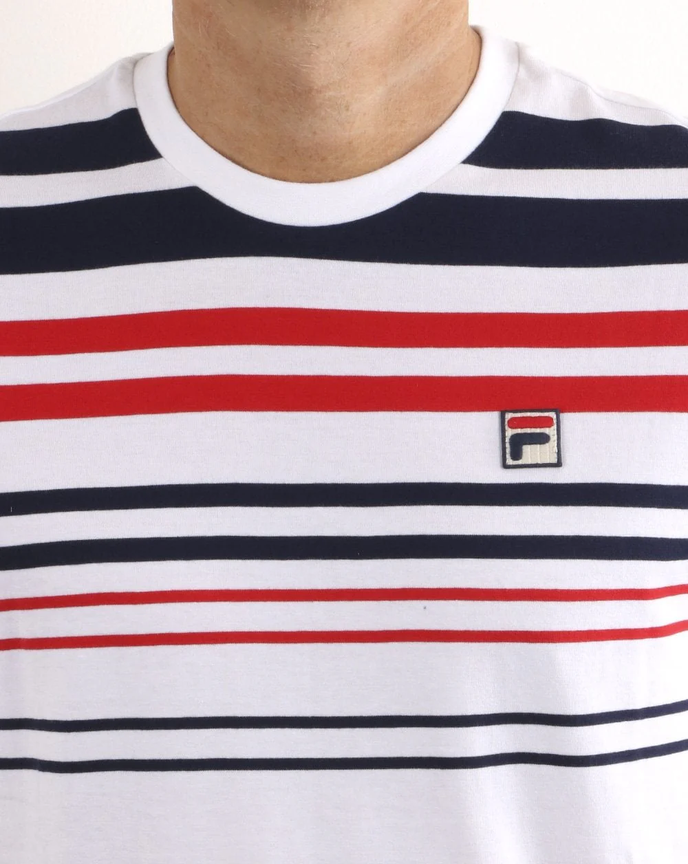 Fila Vintage Business T Shirt White/Navy/Red - Image 3