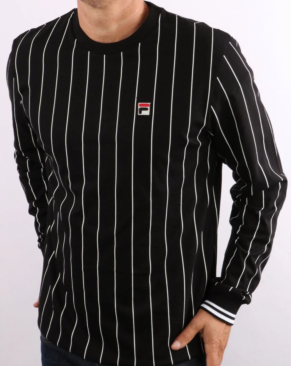Fila Vintage Cannon LS T Shirt Black/White - Image 3