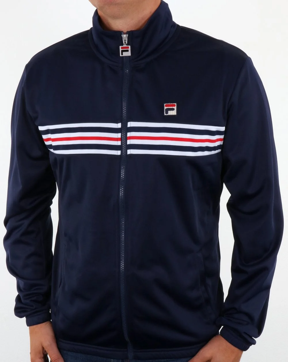 Fila Vintage Chest Striped Track Jacket Navy - Image 3