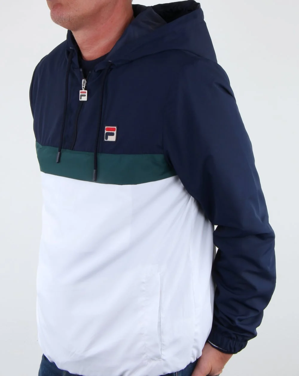 Fila Vintage Cipolla Overhead Jacket White/Navy/Green - Image 3