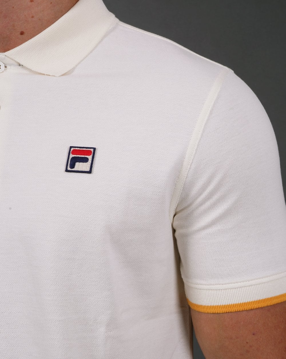 Fila Vintage Classic Polo Shirt Off White - Image 3