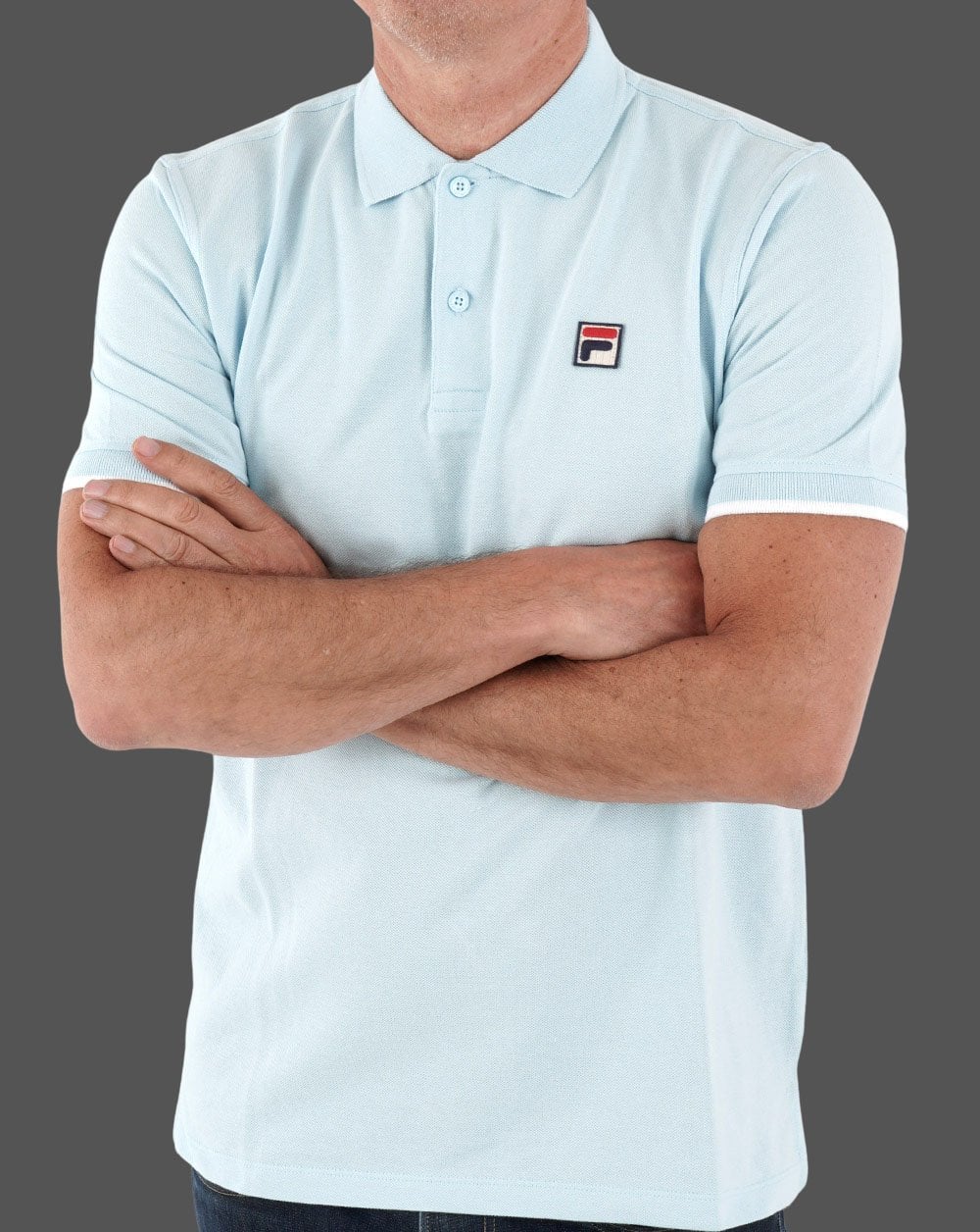 Fila Vintage Classic Polo Shirt Sky Blue/White - Image 3