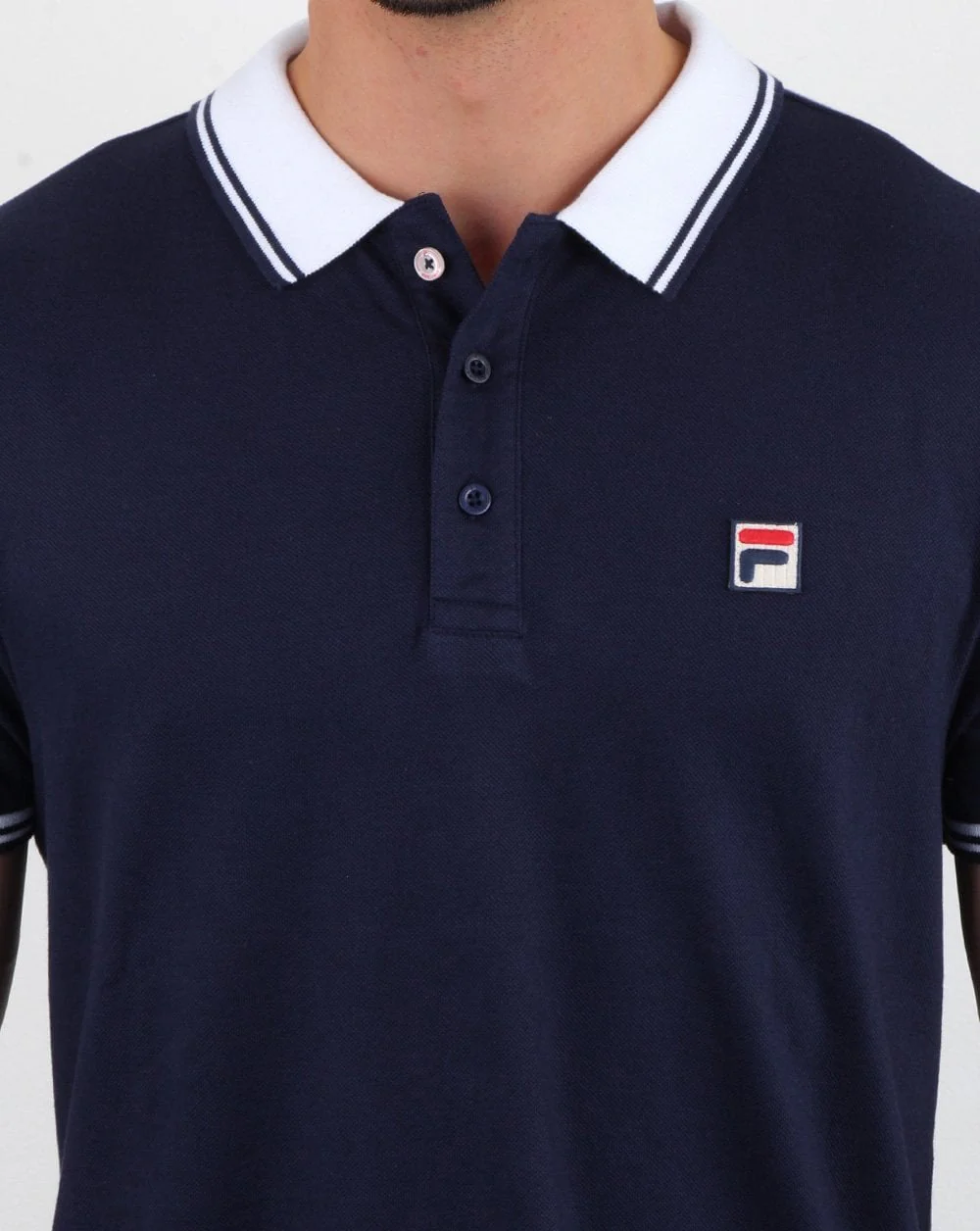 Fila Vintage Contrast Polo Shirt Navy/White - Image 3