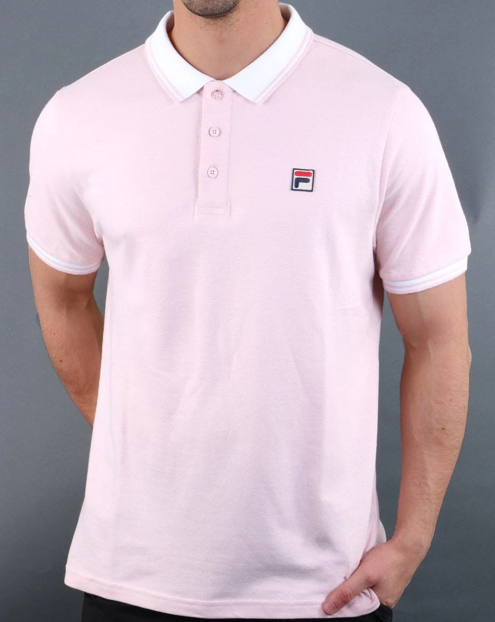 Fila Vintage Contrast Polo Shirt Pink - Image 2