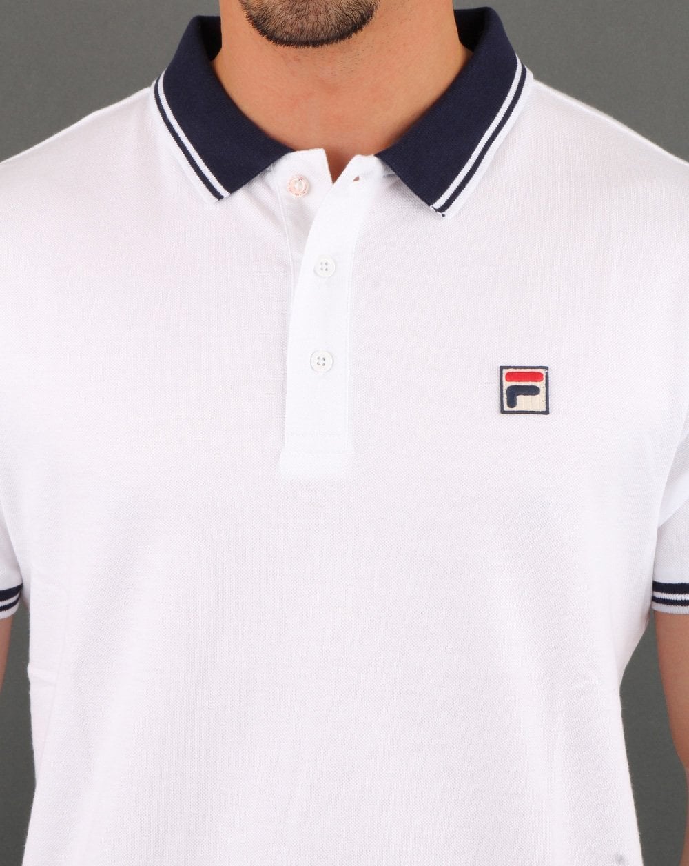 Fila Vintage Contrast Polo Shirt White/Navy - Image 3