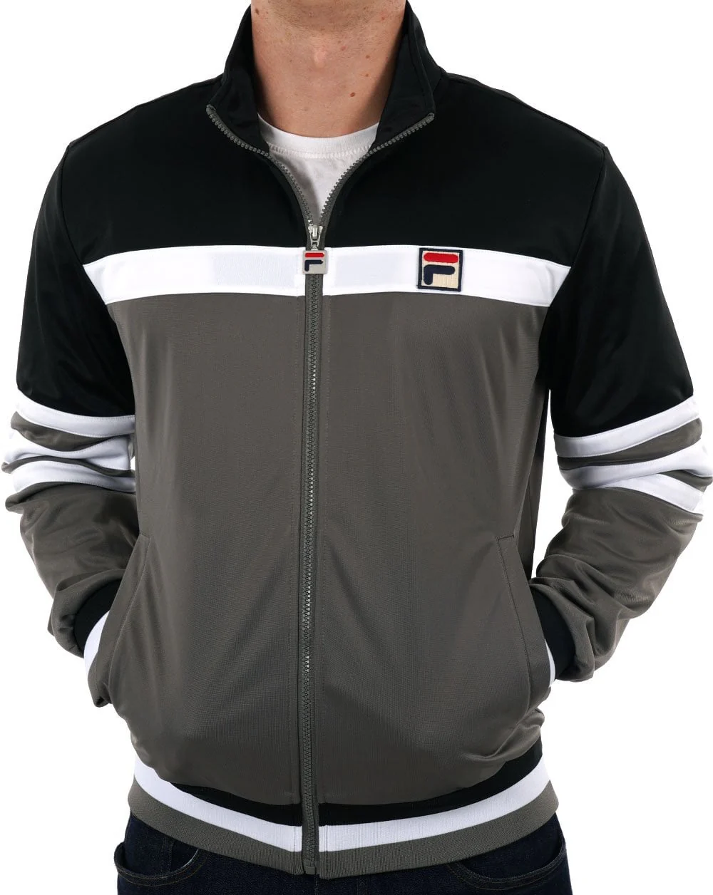 Fila Vintage Courto MK2 Track Top Charcoal Grey/Black - Image 2