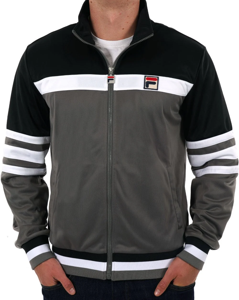 Fila Vintage Courto MK2 Track Top Charcoal Grey/Black - Image 3