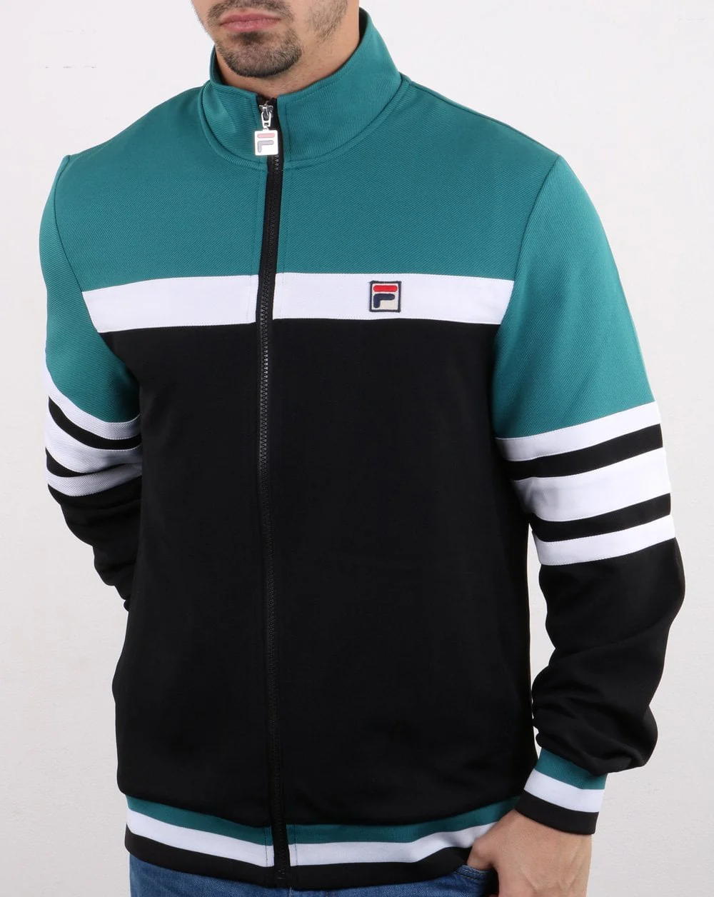 Fila Vintage Courto Track Top Black/Harbour Blue/White - Image 2