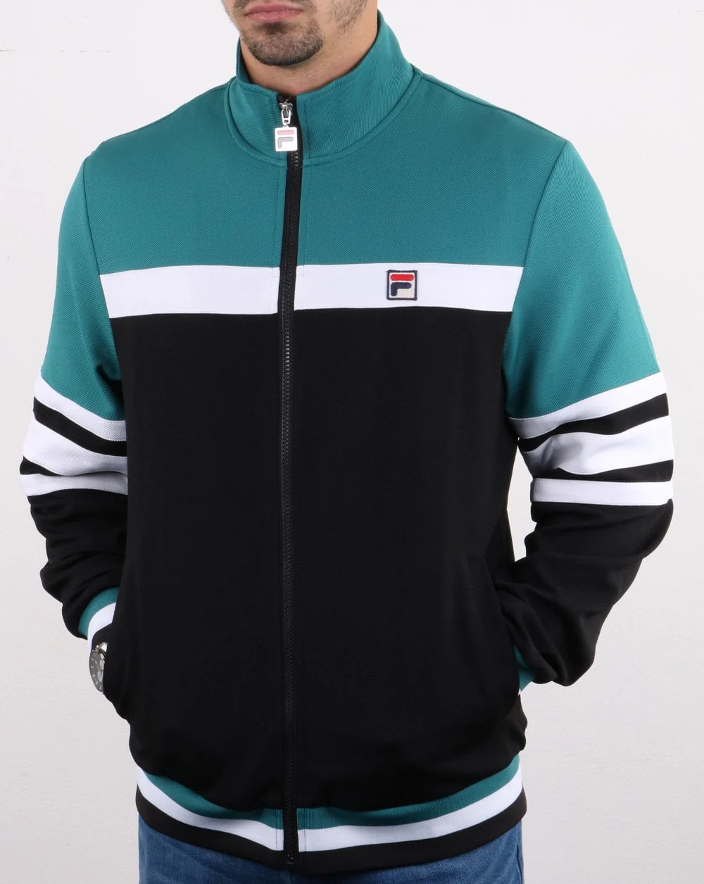 Fila Vintage Courto Track Top Black/Harbour Blue/White - Image 3
