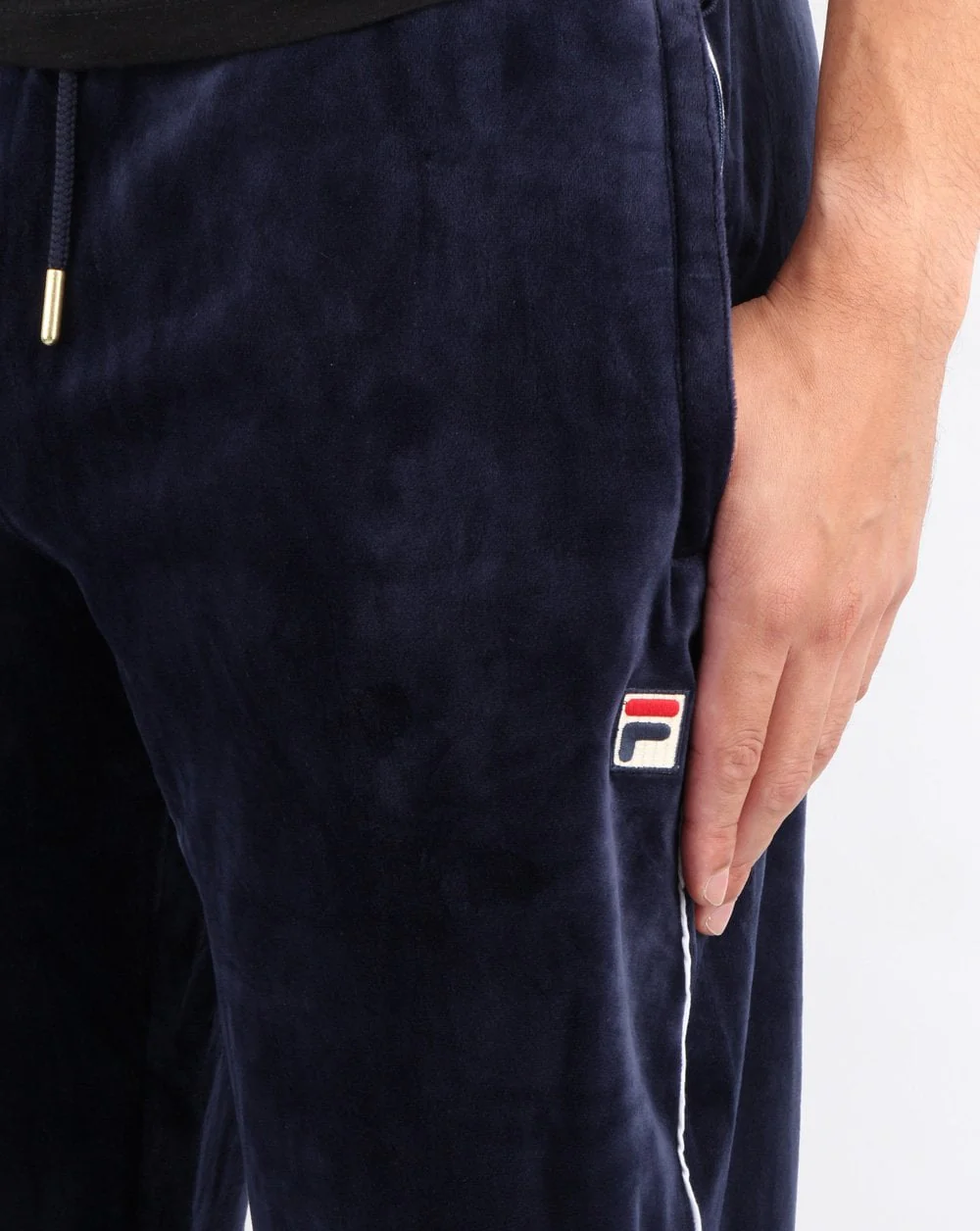 Fila Vintage Cyrus Velour Track Pants Navy - Image 2