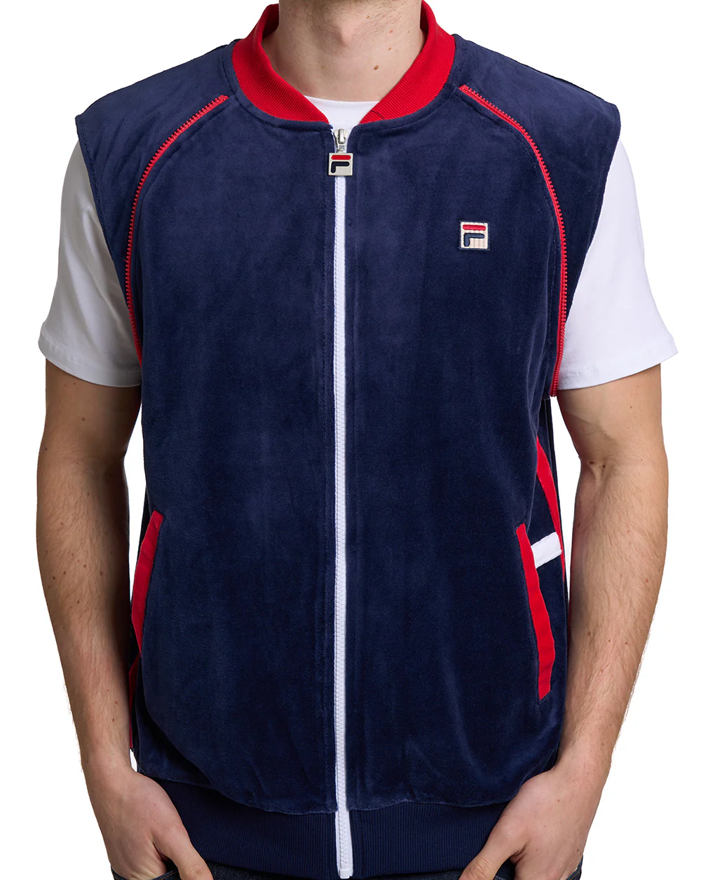 Fila Vintage Daniele Velour Track Top Navy/White/Red - Image 3
