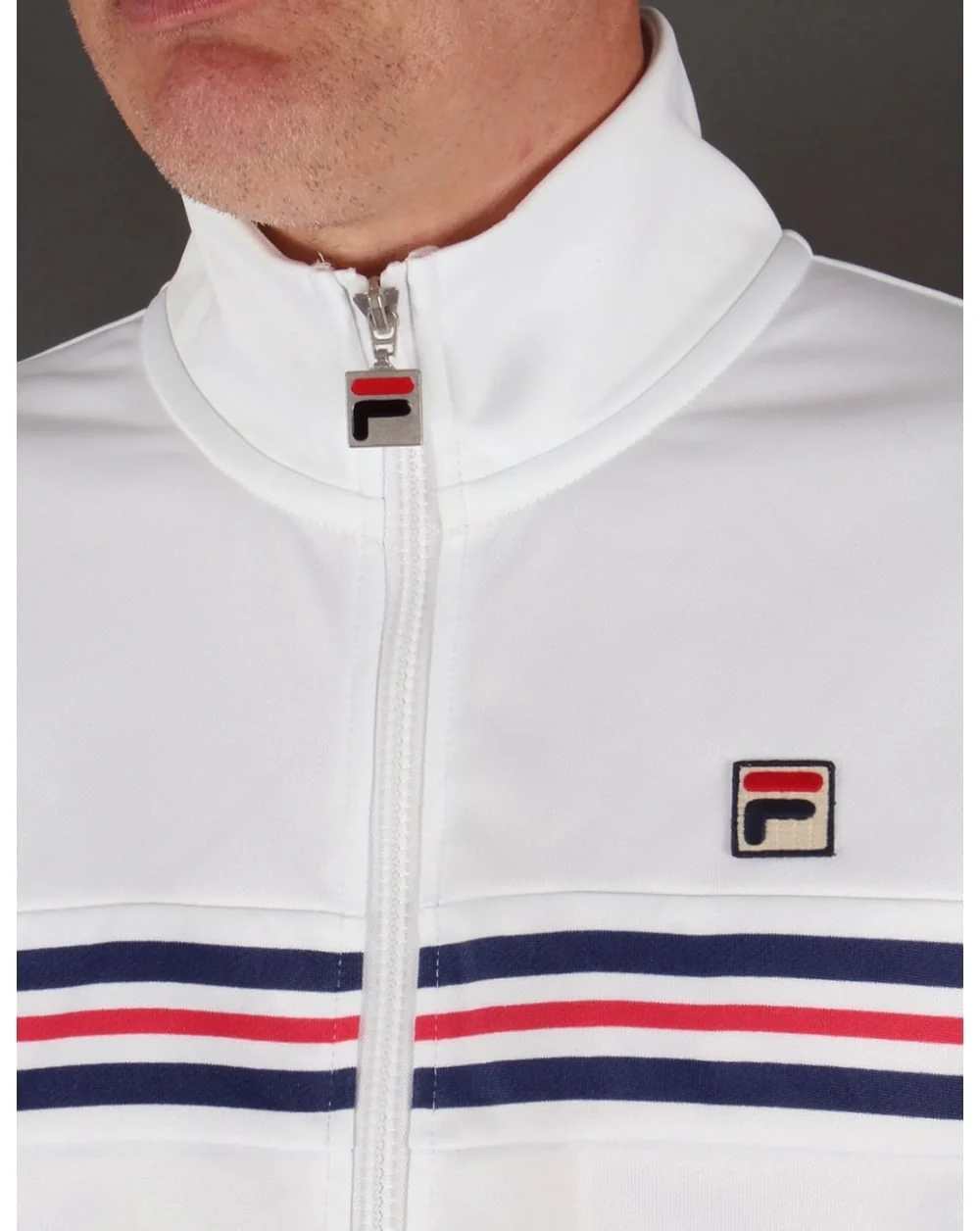 Fila Vintage Darios Stripe Track Top White - Image 2