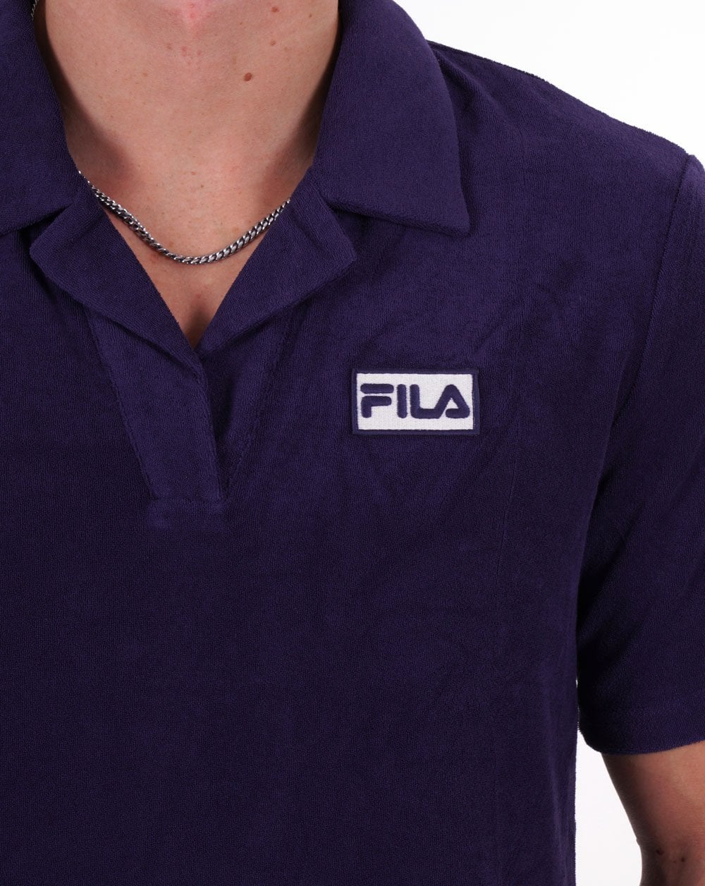 Fila Vintage Dill Towelling Polo Shirt Navy - Image 2