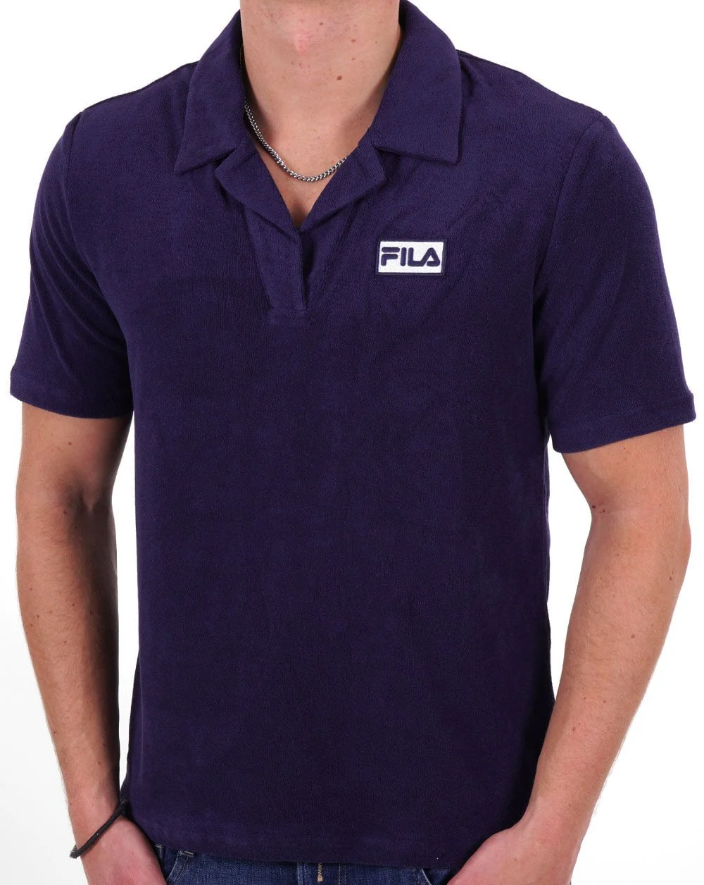 Fila Vintage Dill Towelling Polo Shirt Navy - Image 3