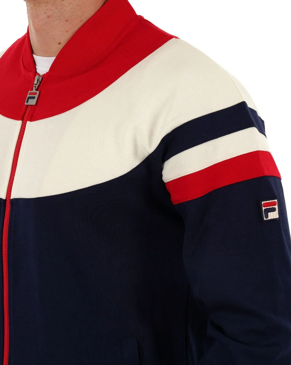 Fila Vintage Donny Track Top Navy Red Ecru - Image 2