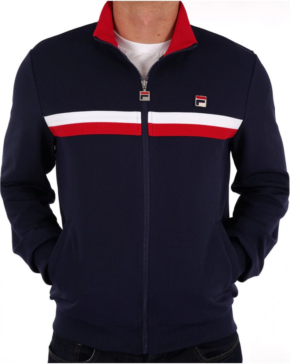 Fila Vintage Duo Chest Stripe Track Top Navy - Image 3