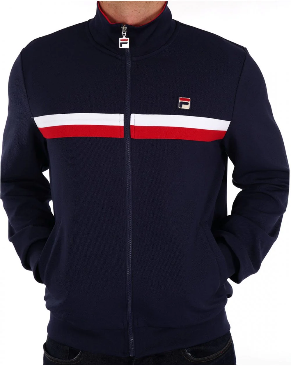 Fila Vintage Duo Chest Stripe Track Top Navy - Image 4