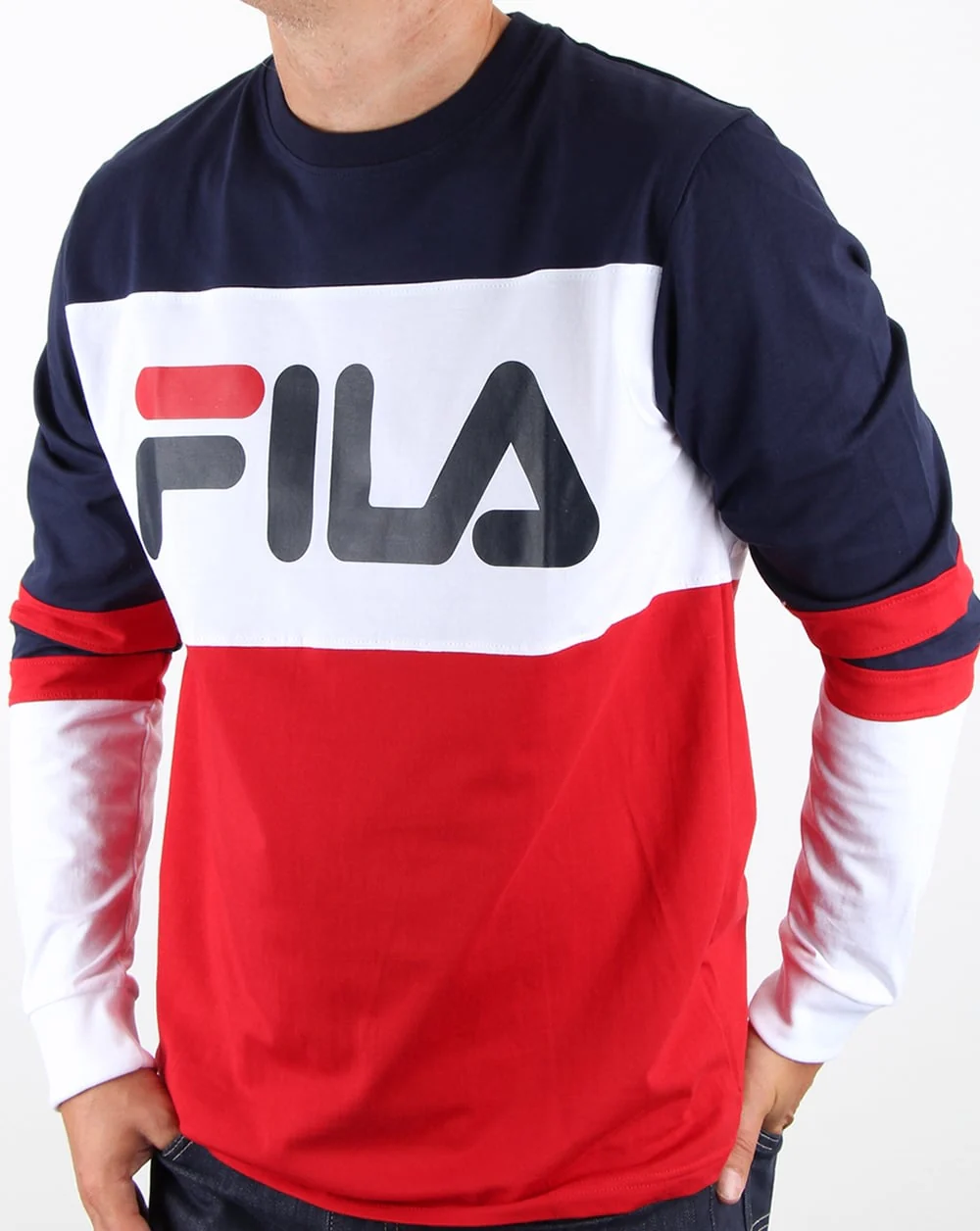 Fila Vintage Dylan Long Sleeve T Shirt Navy - Image 3