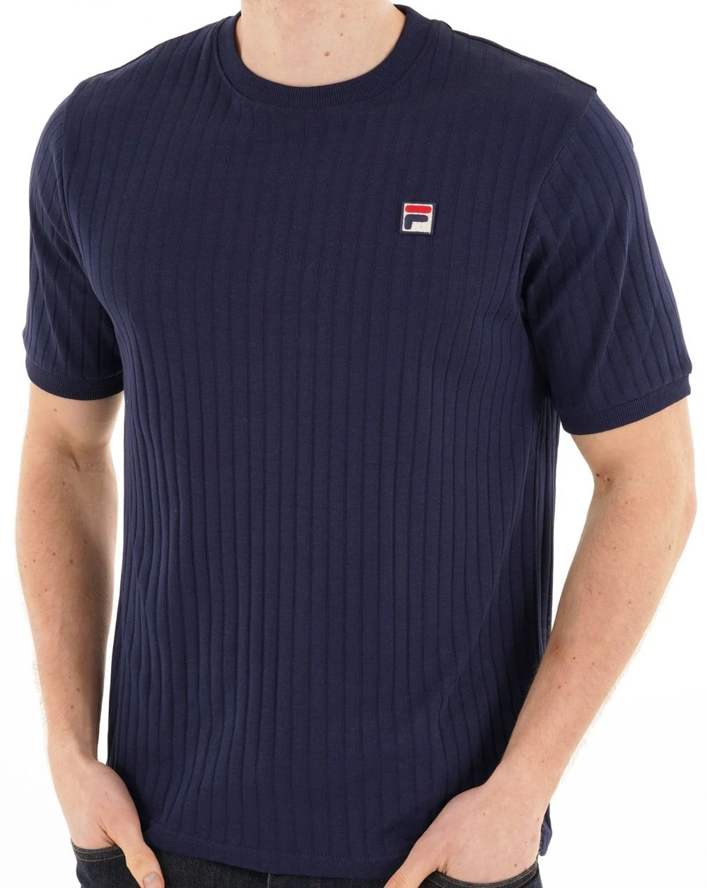 Fila Vintage Easton Ribbed T Shirt Navy - Image 2
