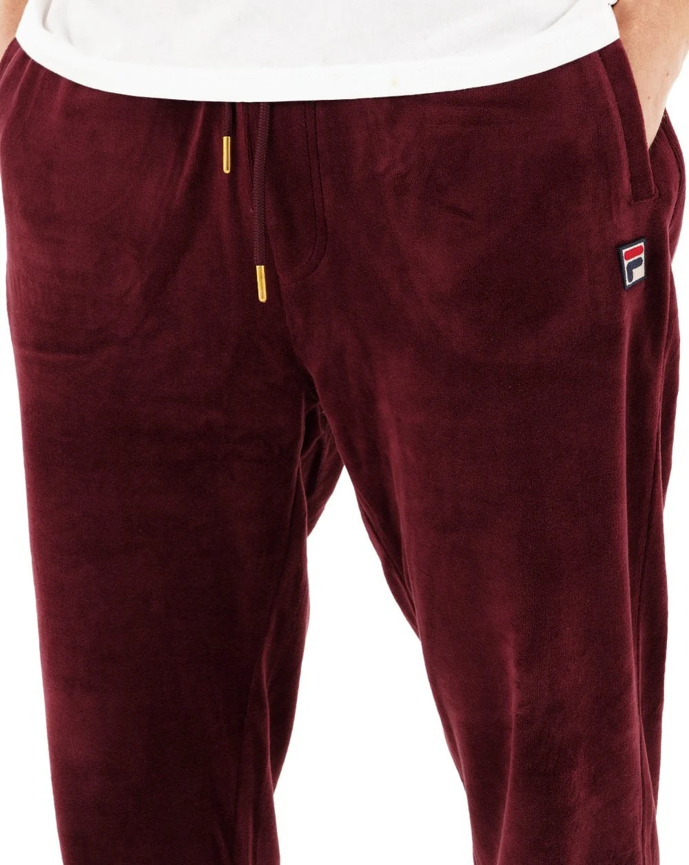 Fila Vintage Eddie Velour Track Pants Burgundy - Image 2