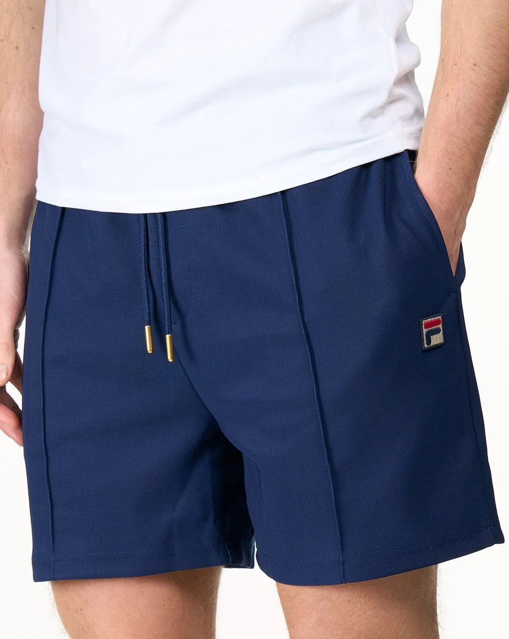 Fila Vintage Eusebio Pin Tuck Shorts Navy - Image 3