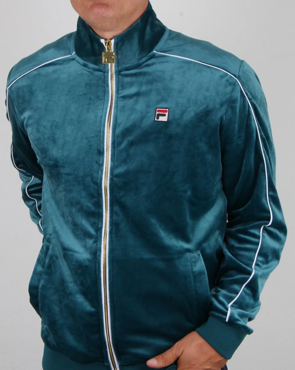 Fila Vintage Finest Velour Track Top Atlantic Blue - Image 2