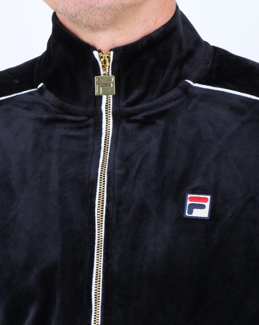 Fila Vintage Finest Velour Track Top Black - Image 2