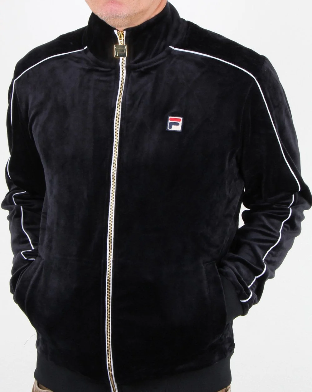 Fila Vintage Finest Velour Track Top Black - Image 3