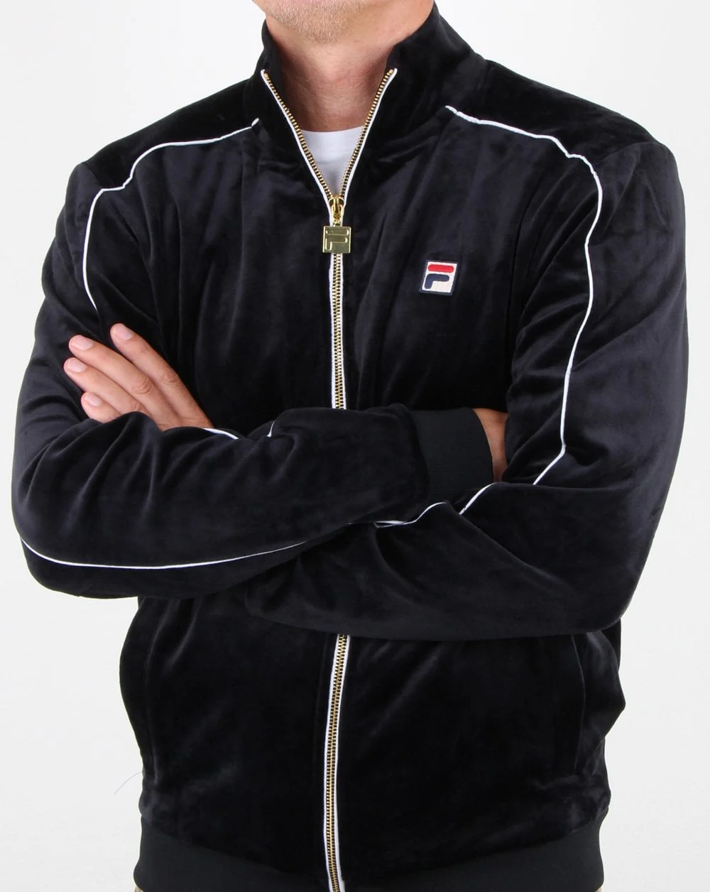 Fila Vintage Finest Velour Track Top Black - Image 4