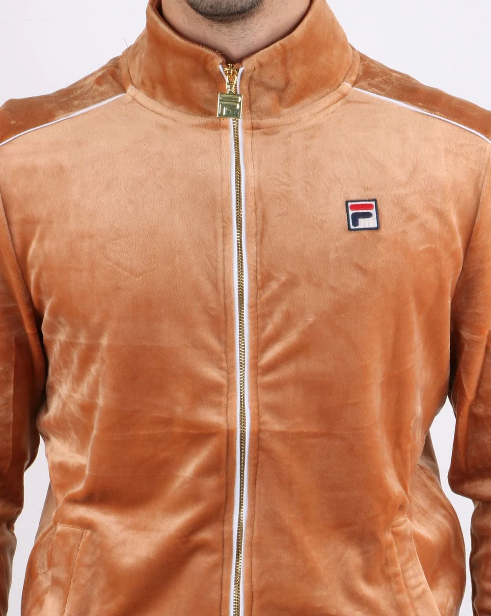 Fila Vintage Finest Velour Track Top Rust Orange - Image 4